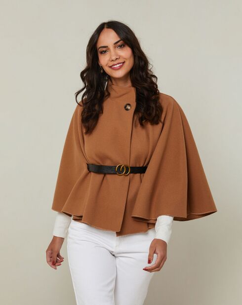 Manteau Clara cape court camel
