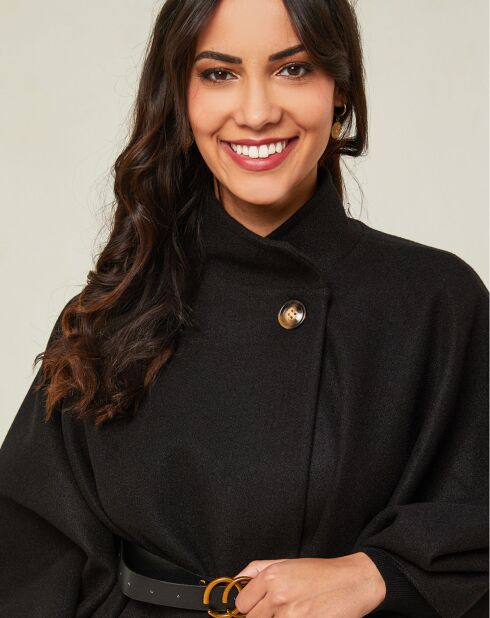 Manteau Clara cape court noir