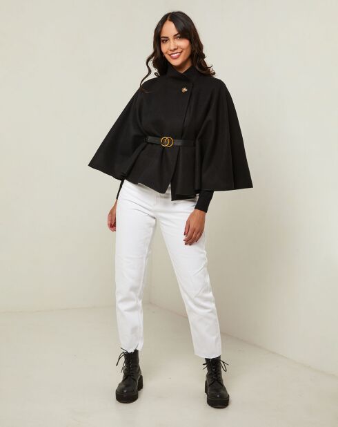 Manteau Clara cape court noir