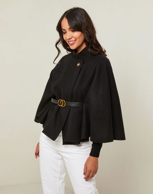 Manteau Clara cape court noir