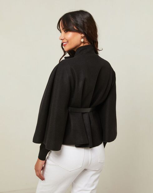Schwarzer kurzer Cape-Mantel Clara