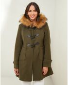 Manteau Thea capuche Fausse Fourrure kaki