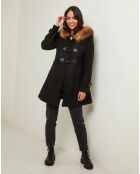 Manteau Kim capuche Fausse Fourrure noir