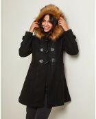 Manteau Kim capuche Fausse Fourrure noir