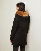 Manteau Kim capuche Fausse Fourrure noir