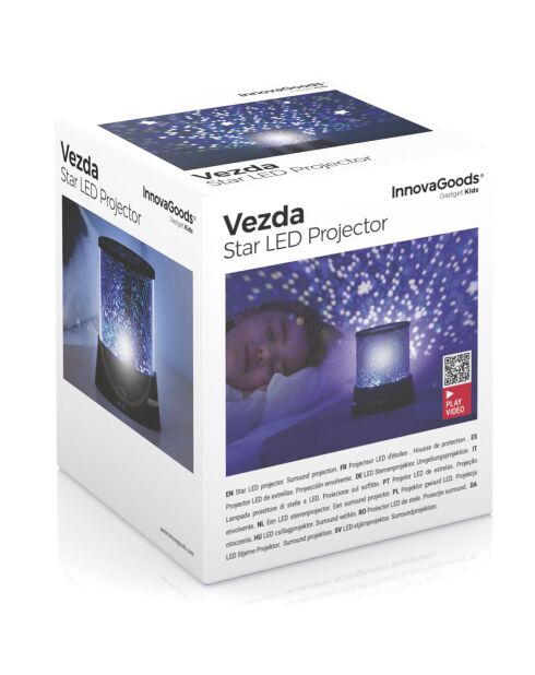 Projecteur d'étoiles LED Vezda noir - D.10.5x11.5 cm