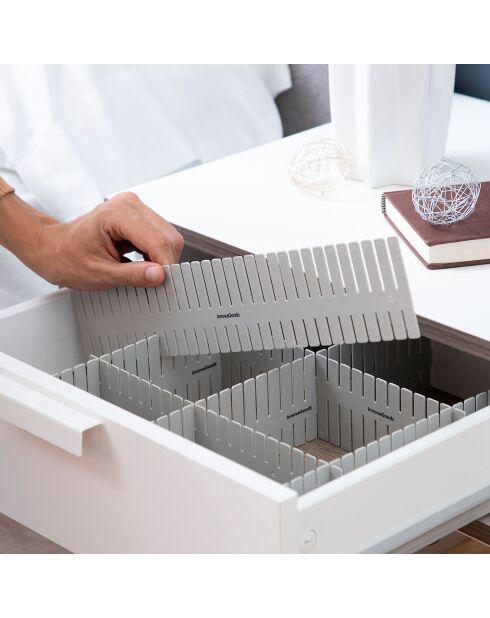 16 graue Schubladenorganisatoren - 37x7 cm