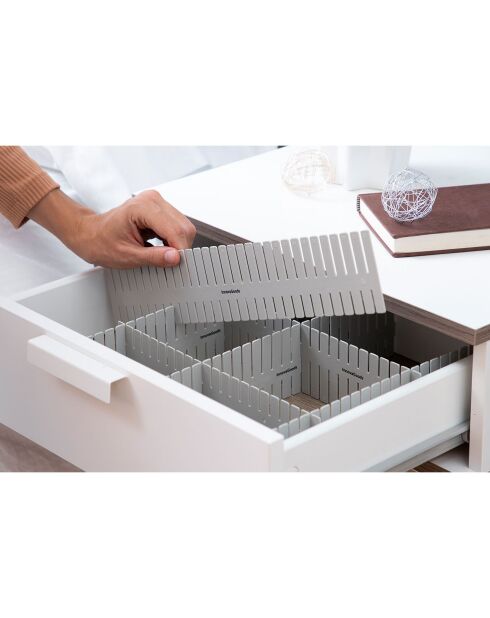 16 graue Schubladenorganisatoren - 37x7 cm