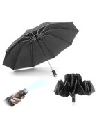 Parapluie pliable à fermeture inversée avec LED Folbrella noir/gris