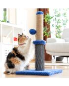 Tapis de grattage et de massage 2 en 1 pour chats bleu/gris - 30x30x55 cm