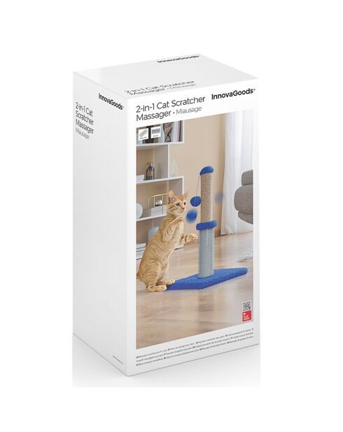 Tappetino antigraffio e massaggio 2 in 1 per gatti blu/grigio - 30x30x55 cm