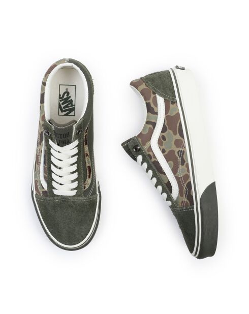 Sneakers en Cuir & Textile Old Skool kaki