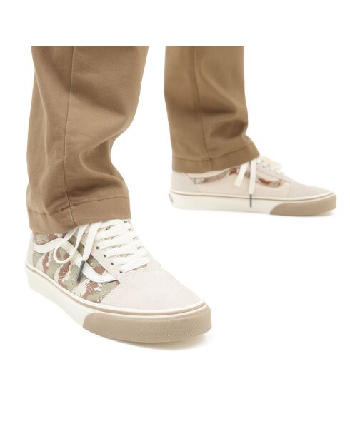 Sneakers Old Skool in pelle e tessuto in écru