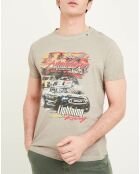 T-Shirt Print Racing beige