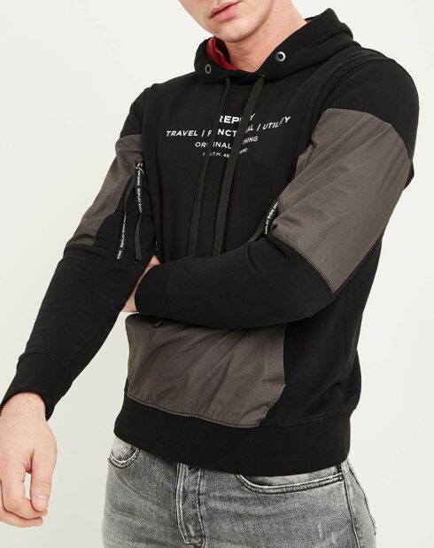 Sweat bi-matière Utility noir/gris