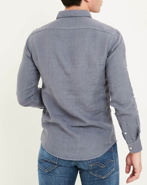 Chemise ajustée en Lin bleu gris