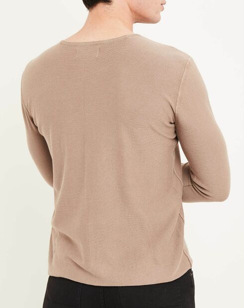 Pull col rond Wash beige