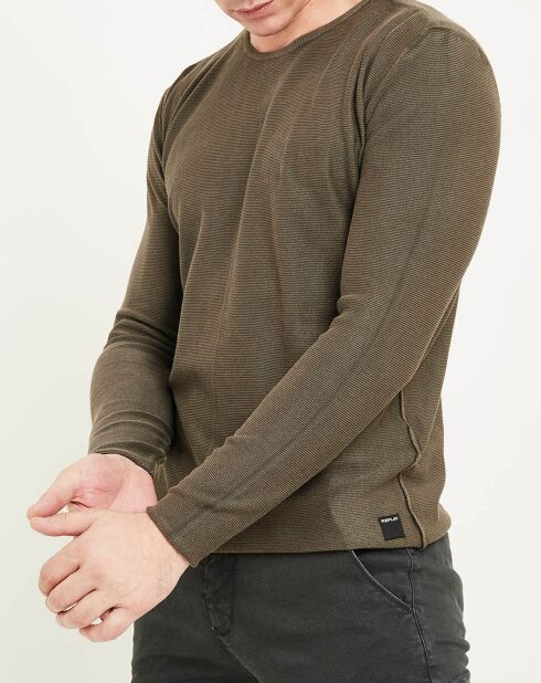 Jersey de cuello redondo color caqui lavado