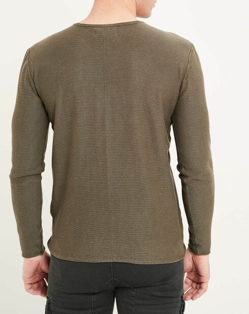 Jersey de cuello redondo color caqui lavado