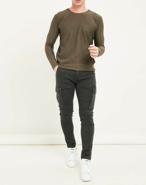 Jersey de cuello redondo color caqui lavado