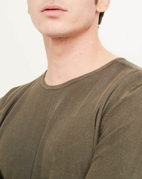Jersey de cuello redondo color caqui lavado