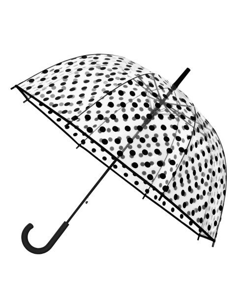 Parapluie transparent avec ouverture automatique cloche - Imprimé pois transparent/noir