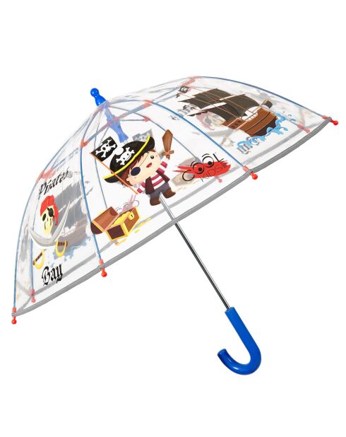 Parapluie cloche enfant avec bordure phosphorescente - Bordure réflechissante pour être visible la nuit - Imprimé pirate transparent