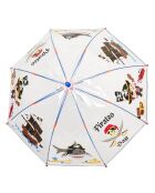 Parapluie cloche enfant avec bordure phosphorescente - Bordure réflechissante pour être visible la nuit - Imprimé pirate transparent