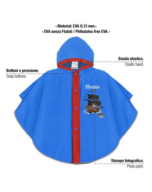 Poncho de pluie pour enfant bleu