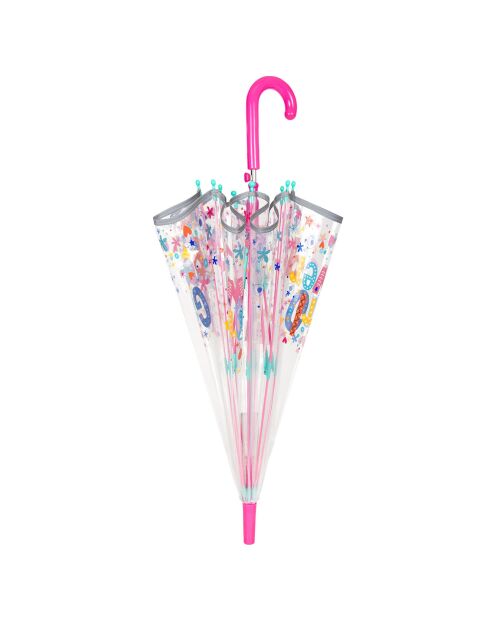 Parapluie cloche enfant bordure réfléchissante girl power transparent