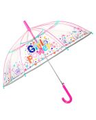 Parapluie cloche enfant avec bordure phosphorescente - Bordure réflechissante pour être visible la nuit - Imprimé girl power transparent