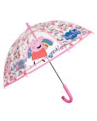 Parapluie enfant - Ouverture manuelle - imprimé peppa pig transparent/rose