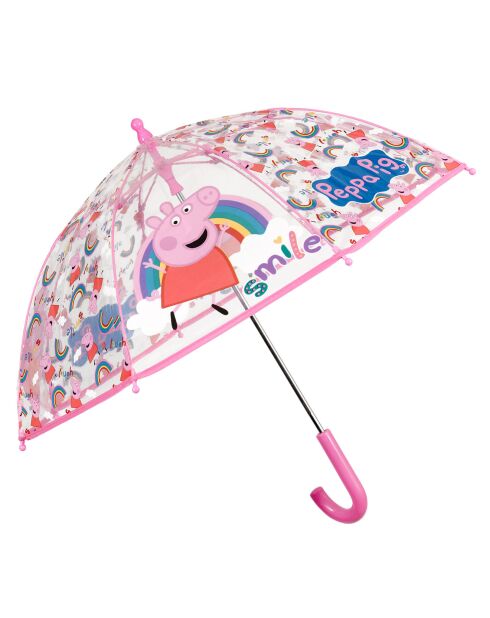 Parapluie enfant ouverture manuelle imprimé peppa pig transparent/rose