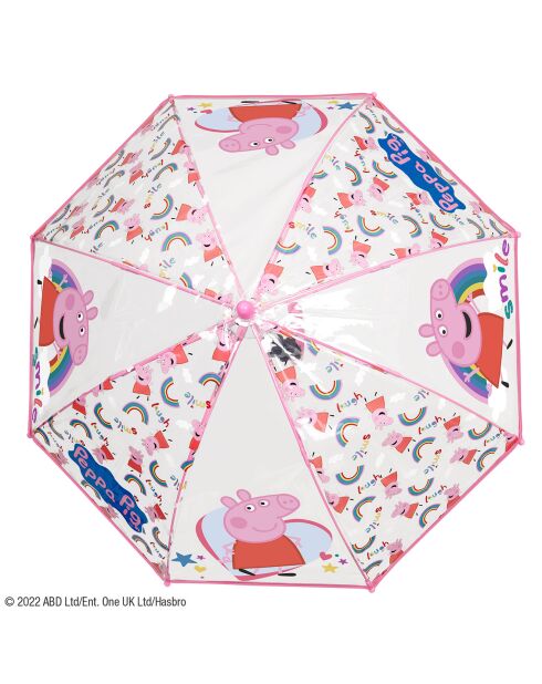 Parapluie enfant - Ouverture manuelle - imprimé peppa pig transparent/rose