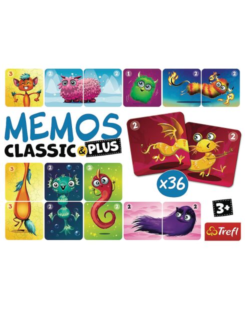 Mémos Classic et Plus - Monstres Mignons - 36 cartes  3 ans+