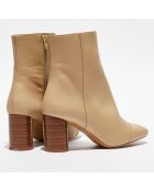 Bottines en Cuir Lena café au lait - Talon 8 cm