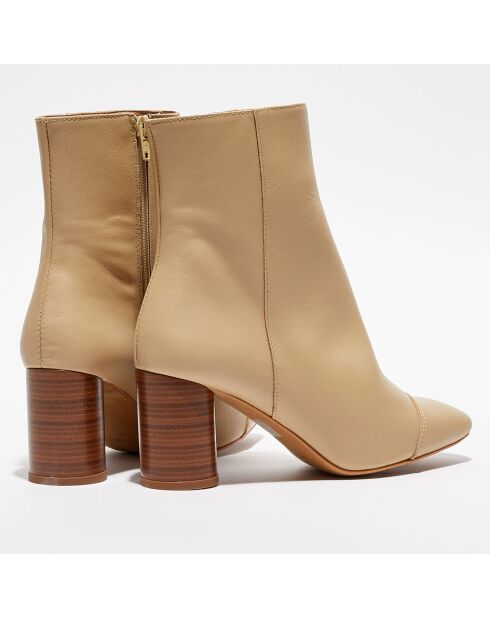 Bottines en Cuir Lena café au lait - Talon 8 cm