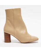 Bottines en Cuir Lena café au lait - Talon 8 cm