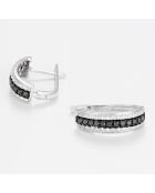 Oorbellen diamanten 0,12 ct en zwarte diamanten 0,22 kt witgoud