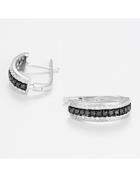 Oorbellen diamanten 0,12 ct en zwarte diamanten 0,22 kt witgoud
