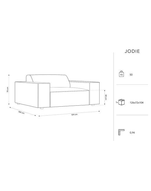 Fauteuil Jodie gris clair - 124x102x70 cm