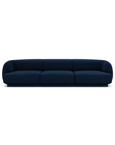 Canapé Velours Miley 3 Places bleu roi - 259x85x74 cm