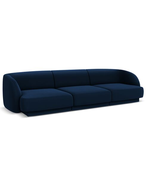 Canapé Velours Miley 3 Places bleu roi - 259x85x74 cm