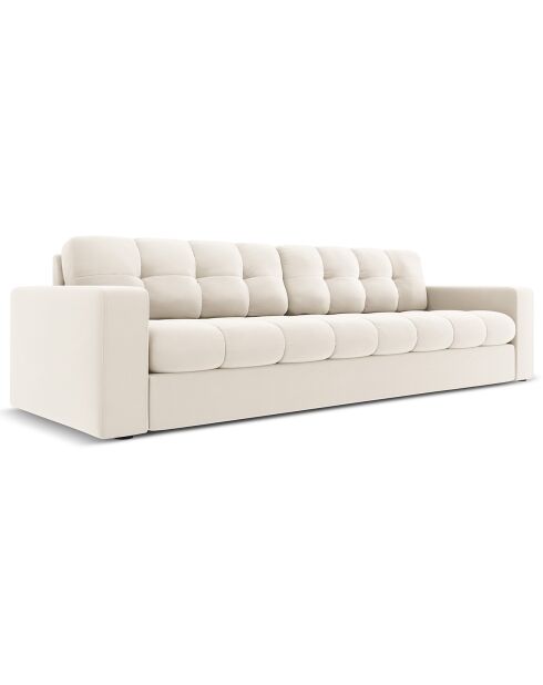 Canapé Velours Justin 4 Places beige clair - 227x90x72 cm