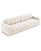 Canapé Velours Justin 4 Places beige clair - 227x90x72 cm