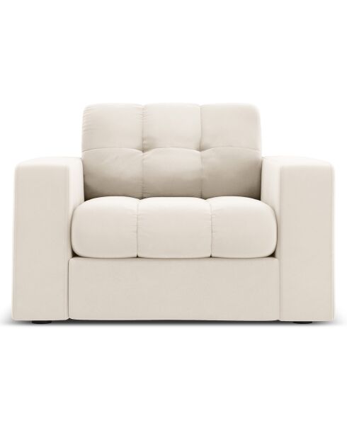 Fauteuil Velours Justin beige clair - 97x90x72 cm