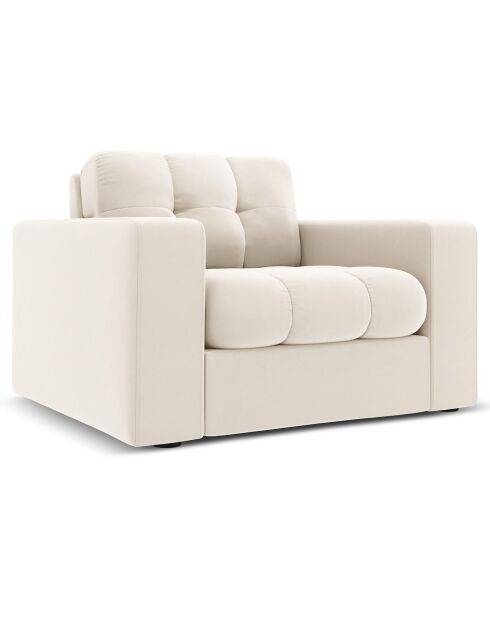 Fauteuil Velours Justin beige clair - 97x90x72 cm