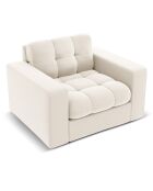 Fauteuil Velours Justin beige clair - 97x90x72 cm