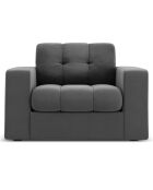 Fauteuil Velours Justin gris - 97x90x72 cm