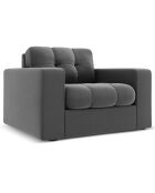 Fauteuil Velours Justin gris - 97x90x72 cm